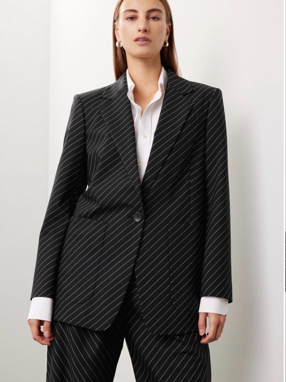 Boss Jakua Black Pinstripe Blazer - Size 6